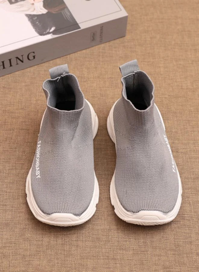 Take Two Girls Solid Grey Slip-On Sneakers